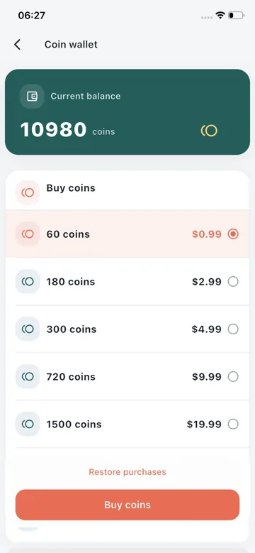 RBecho Coin Wallet screen